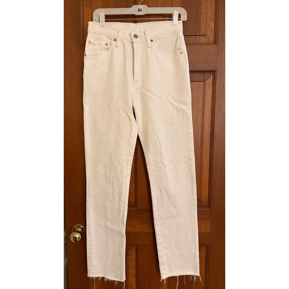Levi's 501 Original Fit Jeans Womens 26x31 White Button-Fly Raw Hem Denim - Picture 5 of 12